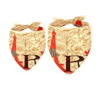 Lot de 2 bandanas pour chien Motif Tour de Paris avec motif floral vintage pour fille et garçon, écharpe pour chiens de petite, moyenne et grande taille