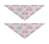 Lot de 2 bandanas pour chien motif voitures et avions - Bandana d'anniversaire pour petits et grands chats - Taille M - Rose