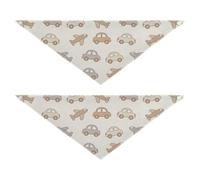 Lot de 2 bandanas pour chien Motif voitures et avions Beige Taille L