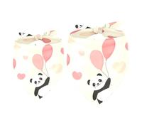 Lot de 2 bandanas pour chien tenant un ballon, motif panda, fille et garçon, écharpe pour chiens de petite, moyenne et grande taille