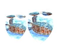 Lot de 2 bandanas pour chien, tortue, natation dans la mer bleue, bavoirs pour filles et garçons, écharpes pour chiens de petite, moyenne et grande taille
