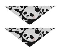 Lot de 2 bandanas pour chiens et chats - Forme unique réglable - Motif panda mignon - Noir et blanc