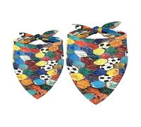Lot de 2 bandanas pressés pour chien Motif football fille garçon écharpe foulard accessoires pour chiens de petite, moyenne et grande taille
