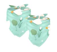 Lot de 2 bandanas réglables pour chiens et chats de petite, moyenne et grande taille, blanc, canard, feuille de lotus