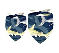 Lot de 2 bandanas requins avec vagues de l'océan pour fille et garçon, écharpe, foulard, accessoires pour chiens de petite, moyenne et grande taille