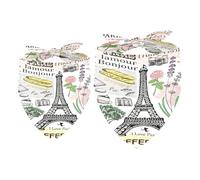 Lot de 2 bandanas rétro Paris France carte postale fille garçon écharpe foulard foulard accessoires pour chiens de petite, moyenne et grande taille