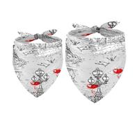 Lot de 2 bandanas rétro pour chien Motif Tour et Seine de Paris pour fille et garçon de petite, moyenne et grande taille