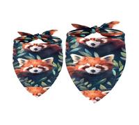 Lot de 2 bandanas rouges pour chien - Motif panda caché dans la jungle - Pour fille et garçon - Accessoires pour chiens de petite, moyenne et grande taille