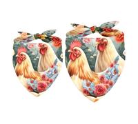 Lot de 2 bandanas triangulaires pour chiens et chats de petite, moyenne et grande taille Motif poules et chats