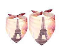 Lot de 2 bandanas triangulaires pour chiens et chats de petite, moyenne et grande taille Motif Tour Eiffel