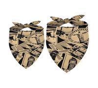 Lot de 2 bandanas vintage pour chien avec étiquettes de voyage Paris pour fille et garçon, écharpe, foulard, accessoires pour chiens de petite, moyenne et grande taille