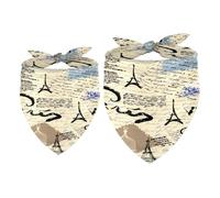 Lot de 2 bandanas vintage pour chien avec inscription Paris pour fille et garçon, écharpe pour chiens de petite, moyenne et grande taille