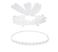 Lot de 2 Bandeau Bébé Fille, fleurs dentelle Bandeau blanc en perles pour bébé, Enfants Comme Accessoire jolis élastique pour enfant en bas âge photographier des enfants Enfants Comme de Fête