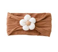 Lot de 2 bandeaux à fleurs, turban doux, en nylon, élastiques, accessoires pour cheveux pour enfants, nouveau-nés, tout-petits, filles, café B