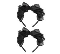 Lot de 2 Bandeaux à nœud en Maille Noire, Tendance et Confortables, pour Princesse, Accessoires pour Cheveux, pour la Maison, Le Travail, Les Voyages, Les Concerts
