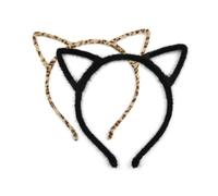 Lot de 2 bandeaux à oreilles de chat pour femmes et filles, serre-tête d'Halloween à oreilles de chat noires et léopard pour femmes, déguisements, Halloween, cosplay, Catwoman - Accessoires de cheveux