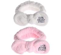 Lot de 2 bandeaux à oreilles de lapin, bandeaux de maquillage doux, bandeaux pour cheveux spa pour lavage du visage, bandeaux en dentelle pour femmes et filles (couleur : rose)