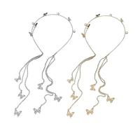 Lot De 2 Bandeaux À Pompons, Bandeaux Papillon Avec Strass, Bandeaux Tendance, Bandeaux Élégants, Accessoires À Porter, Bandeaux Pour Femme.
