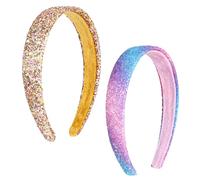 Lot de 2 bandeaux à strass avec strass - Jolis bandeaux larges et épais à paillettes - Accessoires de cheveux tendance pour fille et femme (2 styles)