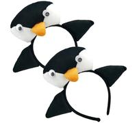 Lot de 2 bandeaux animaux en peluche, motif pingouin, élastiques, amusants, pour adultes et enfants, accessoires pour cheveux, accessoires photo
