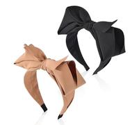 Lot de 2 bandeaux avec nœud papillon pour femme - Bandeau tendance - Noir et doré - Épingles à cheveux élégantes