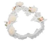 Lot de 2 Bandeaux de Baptême pour bébé en Dentelle élastique pour Filles avec Fleur Blanche - Jolie Sangle pour Cheveux de bébé pour Nouveau-nés et Tout-petits - Port Confortable