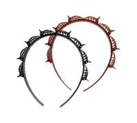 Lot de 2 bandeaux de coiffure à double frange avec 8 petites pinces, outils de tressage double couche pour femme pour cheveux bouclés, épais, bandes dentées, outil de tresse, noir et marron rougeâtre