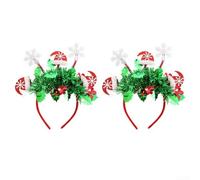 Lot de 2 bandeaux de décoration de Noël avec motifs flocon de neige et bonnet de Père Noël, bande élastique pour un ajustement confortable lors des fêtes de vacances et des occasions à thème