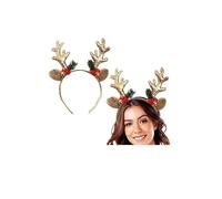 Lot De 2 Bandeaux De Noël En Bois Renne Pour Adultes Et Enfant, Couvre-chef En Bois Noël Avec Cloches Et Oreilles En Peluche, Accessoires De Cosplay En Bois À Paillettes Pour Costume Noël, Fête