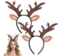 Lot de 2 bandeaux de Noël - Serre-tête de bois de sapin de Noël - Serre-tête de bois de renne - Accessoires de fête de Noël pour femme - Accessoires de costume de Noël