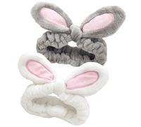 Lot de 2 bandeaux de soins la peau pour se laver le visage, bandeau élastique avec oreilles lapin pour spa, beauté, lavage, visage, yoga, sport, beauté