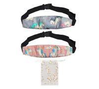 Lot de 2 bandeaux de voiture pour enfants, 1 sac de rangement, appuie-tête de siège, ceinture de sommeil fixe, ceinture de sécurité, bandeau de sommeil de dessin animé, bandeau réglable
