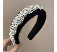Lot de 2 bandeaux décoratifs de luxe avec perles et cristaux, bandeaux de mariage, accessoires pour cheveux tempérament, design large