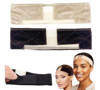 Lot de 2 bandeaux élastiques invisibles pour perruque - Réglable - Antidérapant - Pour garder en place - Sangle supérieure ronde extensible pour sécuriser les accessoires du bonnet
