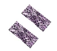 Lot de 2 bandeaux élastiques pour femme avec imprimé léopard et croix Violet