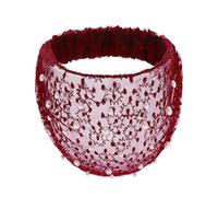 Lot de 2 bandeaux en dentelle avec perles - Large foulard pour femme - Turban élastique - Accessoires de cheveux pour femmes et filles - Pour le yoga, le maquillage, le sport - Bordeaux