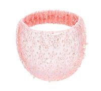 Lot de 2 bandeaux en dentelle avec perles - Pour femme - Turban élastique - Accessoires de cheveux pour femmes et filles - Pour yoga, maquillage, sport - Rose champagne