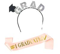 Lot de 2 bandeaux en forme de chapeau de remise de diplôme avec bandoulière - Joli serre-tête pour étudiants et adolescents