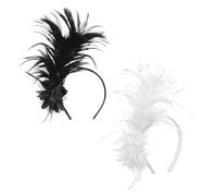 Lot De 2 Bandeaux En Plumes, Bandeaux Rétro, Accessoires Pour Cheveux En Plumes, Bandeaux De Décoration De Robe, Adaptés Pour Les Soirées Dansantes, Les Cocktails Et Les Spectacles.