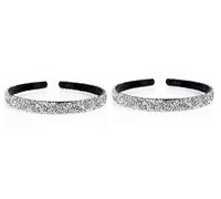 Lot de 2 bandeaux en strass faits à la main vintage avec perles de cristal argenté et strass - Bandeau rembourré avec perles pailletées - Accessoires pour cheveux pour fête de mariage