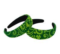 Lot de 2 bandeaux épais rembourrés, Happy St Patrick Lucky Green Clover-1198, turban épais en velours pour filles, femmes et hommes