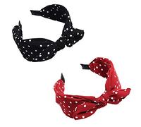 Lot de 2 bandeaux larges avec nœud à pois pour femme et fille