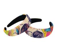 Lot de 2 bandeaux larges en velours pour femme, arc-en-ciel, crâne, champignons, accessoires rembourrés, bandeaux de beauté pour filles