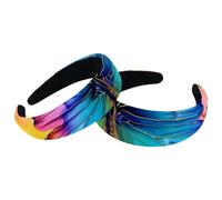 Lot de 2 bandeaux larges en velours pour femme, arc-en-ciel papillon, accessoires colorés, bandeaux rembourrés, bandeaux de beauté pour filles
