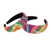 Lot de 2 bandeaux larges en velours pour femme, motif alpaga et arc-en-ciel, bandeau rembourré, bandeau de beauté pour filles, bandeaux épais pour cheveux