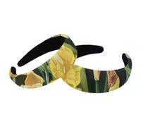 Lot de 2 bandeaux larges en velours pour femme, motif floral iris jaune, accessoires rembourrés, bandeaux de beauté pour filles