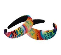 Lot de 2 bandeaux larges en velours pour femme, motif léopard arc-en-ciel, accessoires rembourrés, bandeaux de beauté pour filles