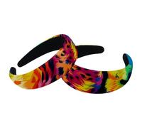 Lot de 2 bandeaux larges en velours pour femme, motif léopard arc-en-ciel, fond bleu, accessoires rembourrés pour cheveux de beauté et filles