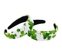 Lot de 2 bandeaux larges pour cheveux, Happy St Patrick Lucky Green Clover-1092 - Bandeau épais rembourré pour femme - Bandeau élastique mignon - Turban large