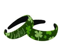 Lot de 2 bandeaux larges pour cheveux, Happy St Patrick Lucky Green Clover - 1099 - Bandeau épais rembourré pour femme - Bandeau élastique mignon - Turban large